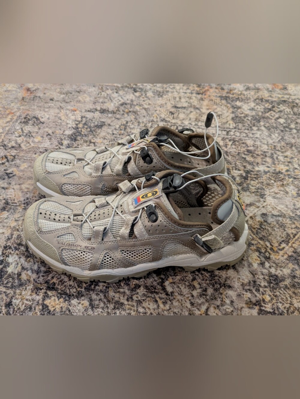 Salomon Vintage Techamphibian 2 Water Hiking Shoes Sandals Y2K Gorpcore Tan 7.5 - Picture 2 of 5
